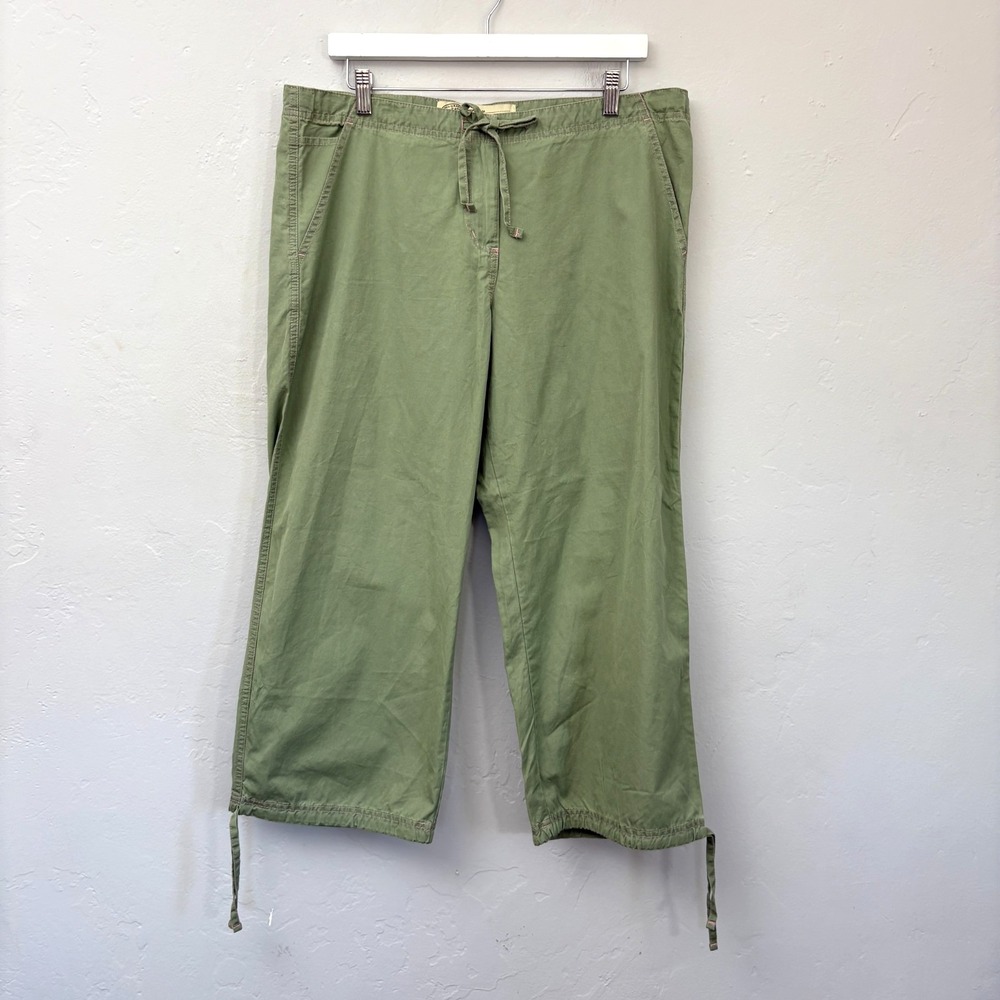 Anthropologie Sitwell Wide Leg Crop Pants Women Sz 14 Green Drawstring New FLAW